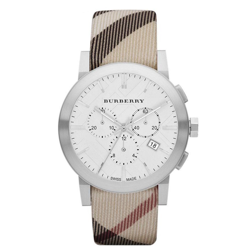 Ladies / Womens City Nova Check Leather Strap Chronograph Burberry Designer Watch BU9357