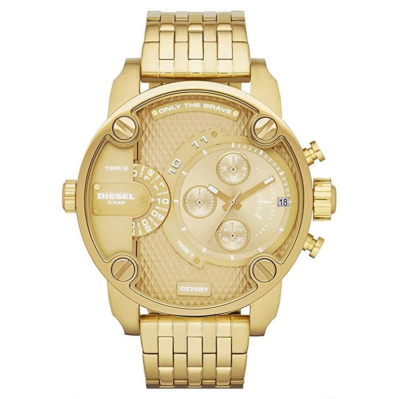 Mens / Gents Little Daddy Gold Stainless Steel Chronograph Diesel Designer Watch DZ7287