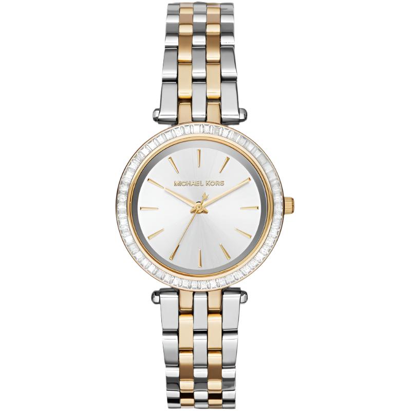 Ladies / Womens Mini Darci Two Tone Silver & Gold Stainless Steel Michael Kors Designer Watch MK3405