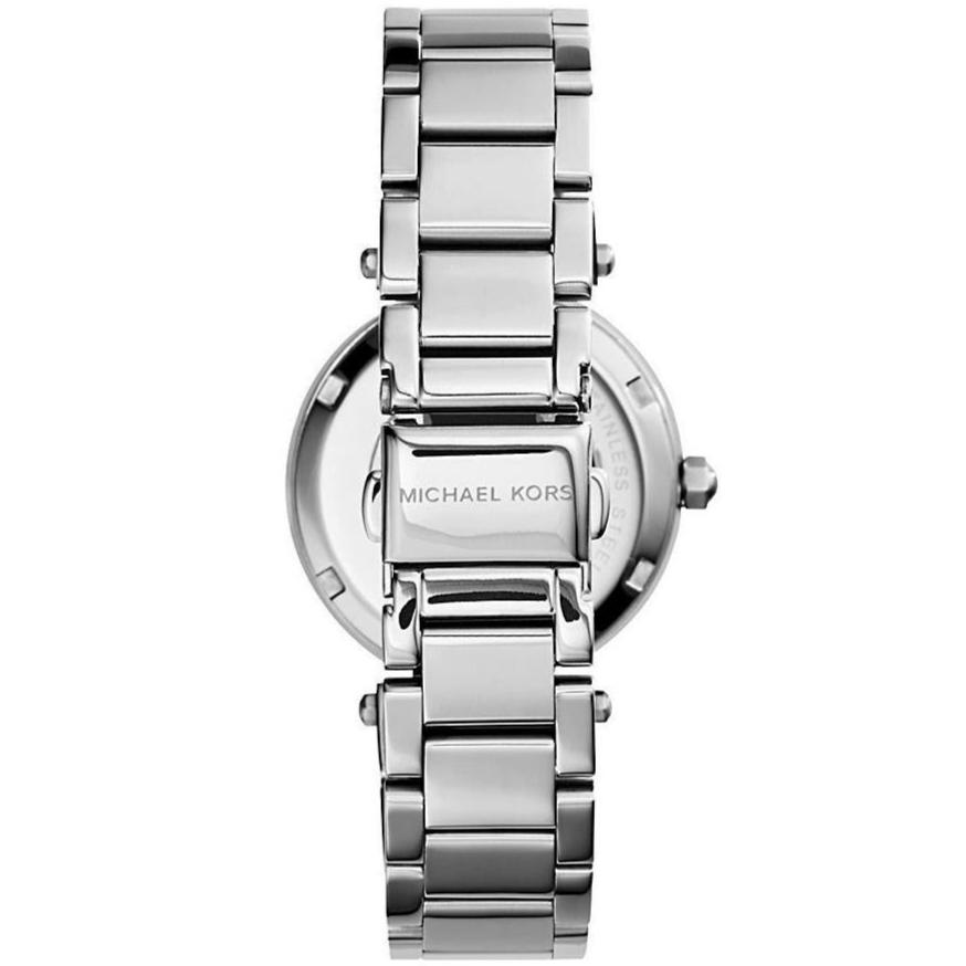 Ladies / Womens Mini Parker Silver Stainless Steel Chronograph Michael Kors Designer Watch MK5615