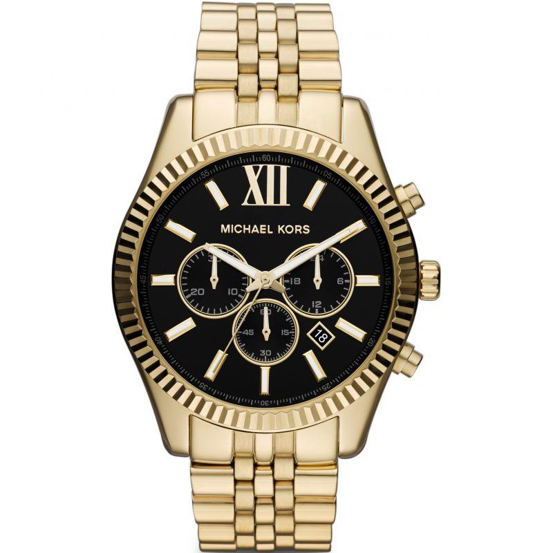 Mens Lexington Gold Tone Chronograph Michael Kors Watch MK8286