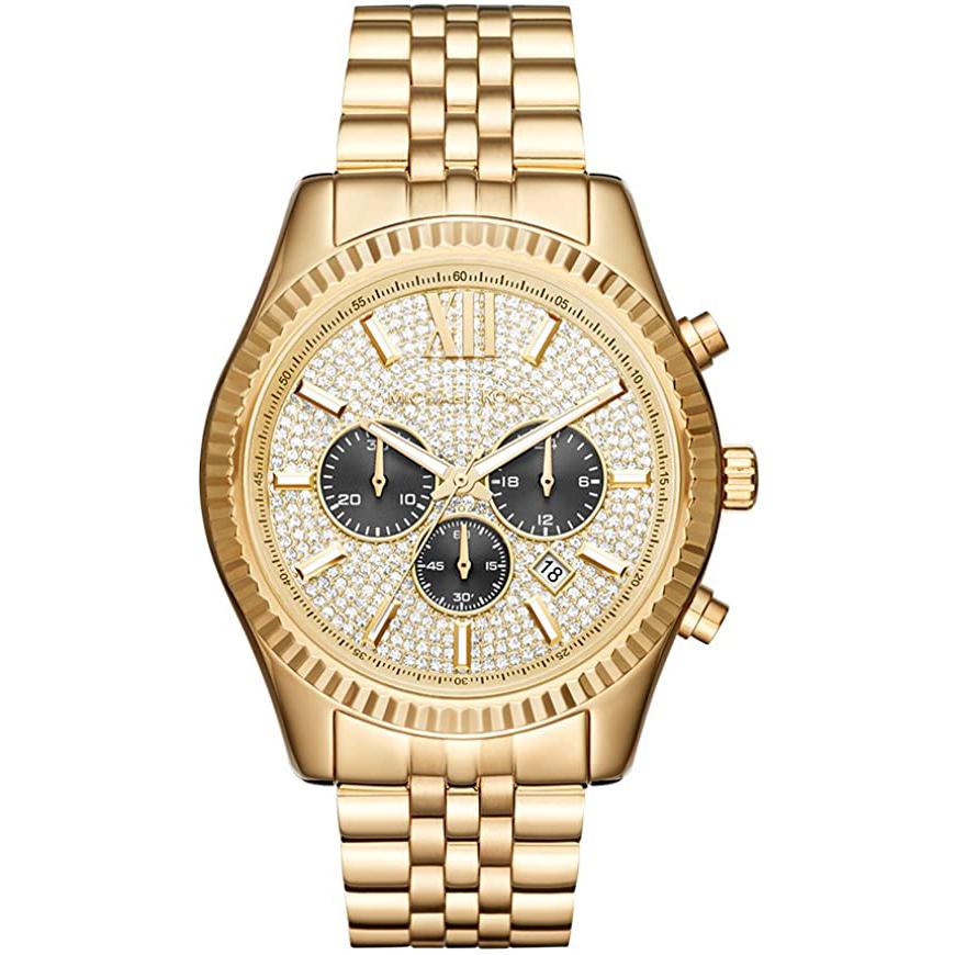 Mens / Gents Lexington Gold-Tone Stainless Steel Chronograph Michael Kors Designer Watch MK8494