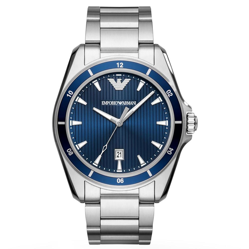 Mens / Gents Sigma Blue Dial Stainless Steel Emporio Armani Designer Watch AR11100