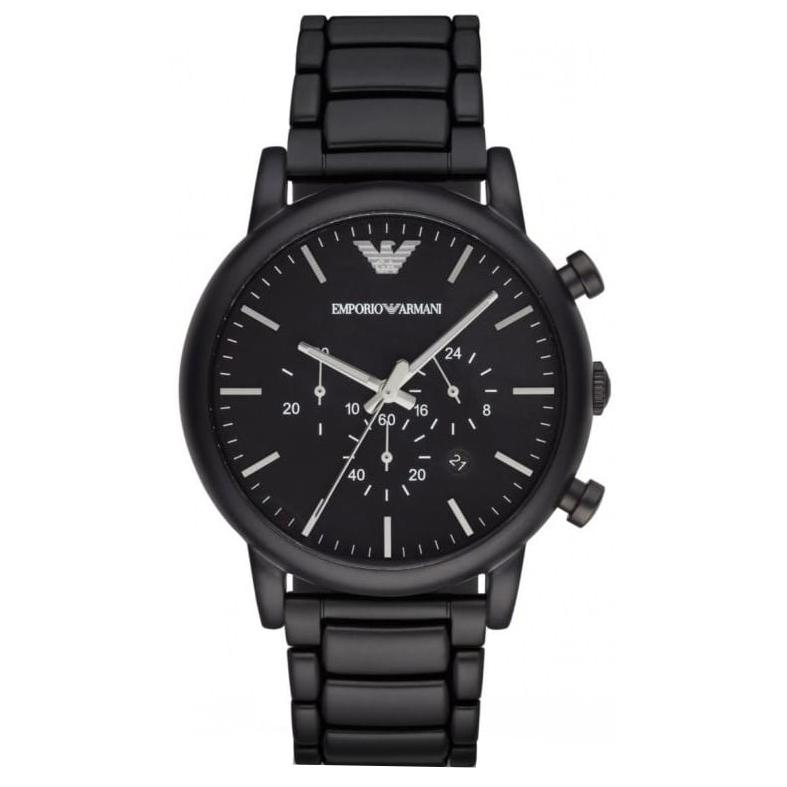 Mens / Gents Black Stainless Steel Chronograph Emporio Armani Designer Watch AR1895