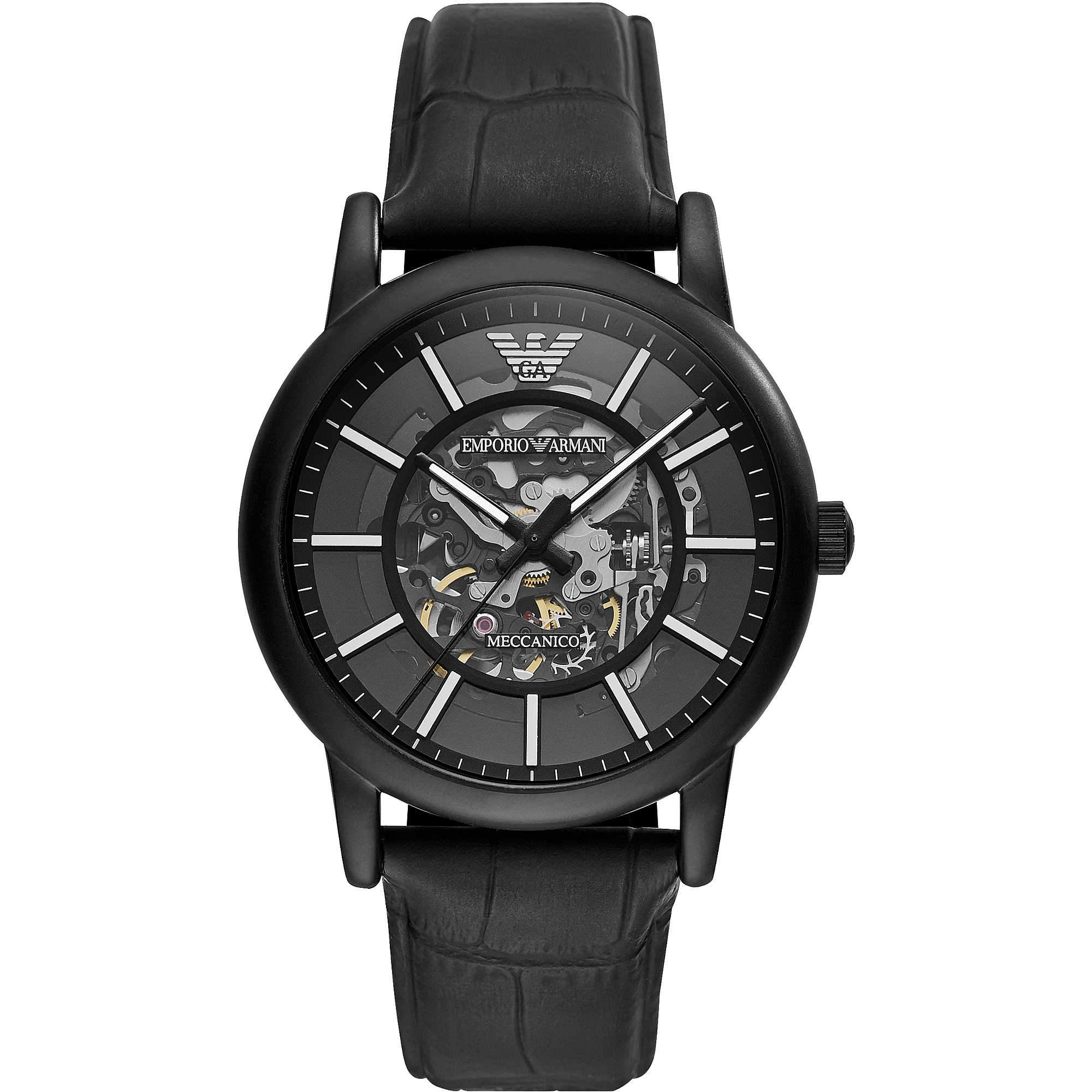 Men's  / Gents Black Leather Strap Emporio Armani Designer Watch AR60008