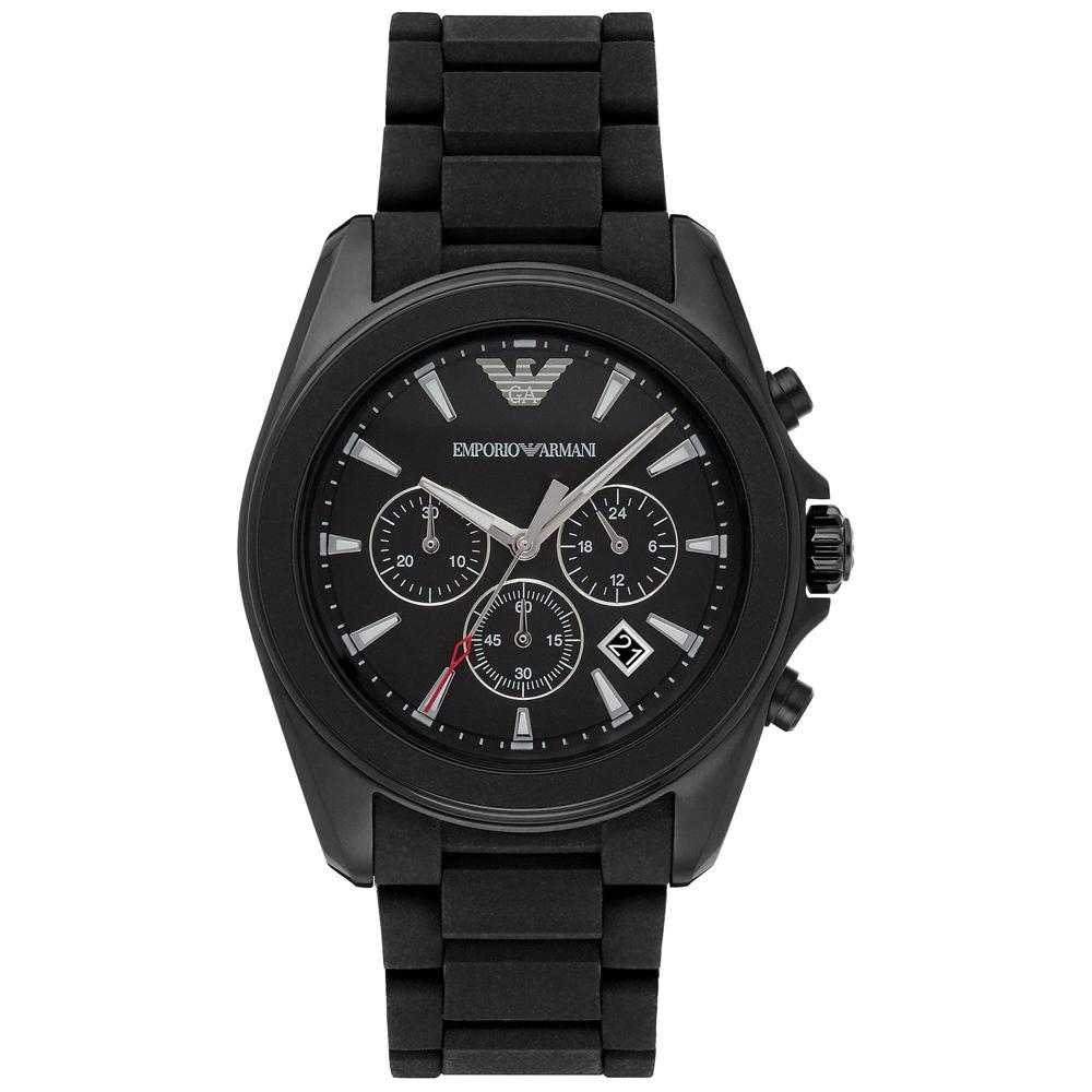 Mens / Gents Black Stainless Steel Chronograph Emporio Armani Designer Watch AR6092