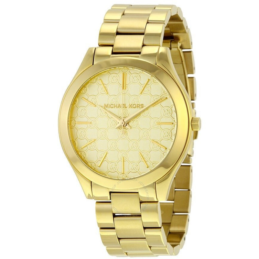 Michael Kors Ladies Watch Slim Runway Gold Motif MK3335